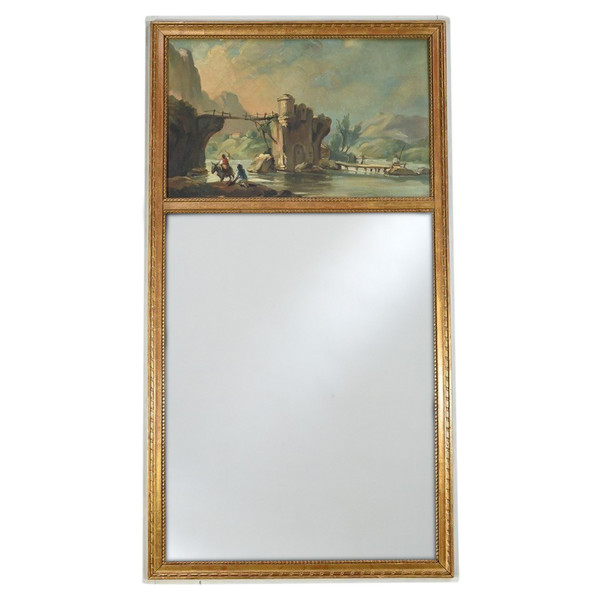 Trumeau Mirror in Golden Wood, Louis XVI style – Late 19th century