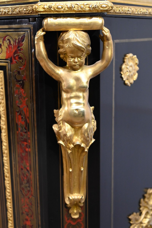 Blackened Pear Wood Support Unit, Boulle spirit, Napoleon III period – Mid-19th century