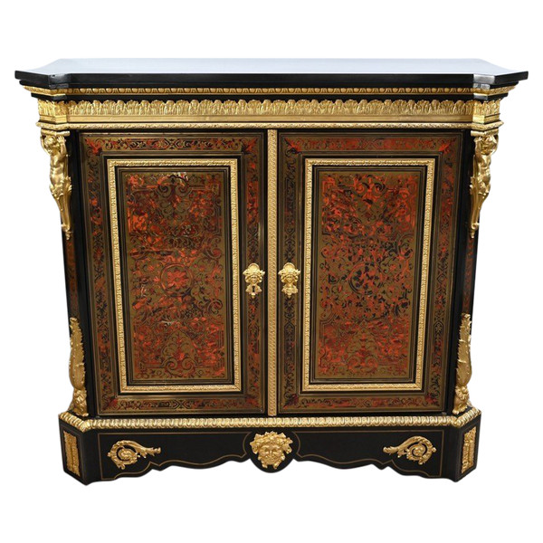 Blackened Pear Wood Support Unit, Boulle spirit, Napoleon III period – Mid-19th century