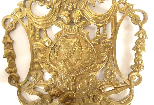 Paire Appliques 3 Feux Bronze Louis XIV Armes France Fleurs Lys Putti XIXè
