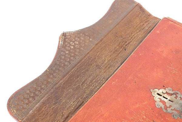Aktentasche, Portemonnaie, Tasche, Leder, rot, marokkanischer Silberschlüssel, XVIII