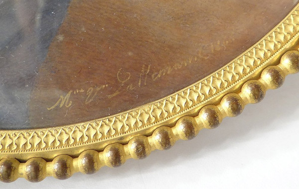 Oval Miniature Signed Adèle Lallemand Portrait Young Man Costume 19th