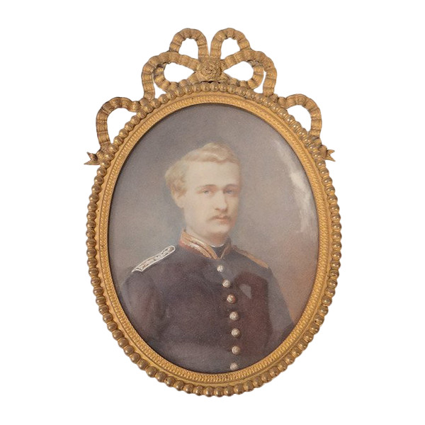 Thumbnail Attr. Lallemand Oval Portrait Young Man Officer 19th