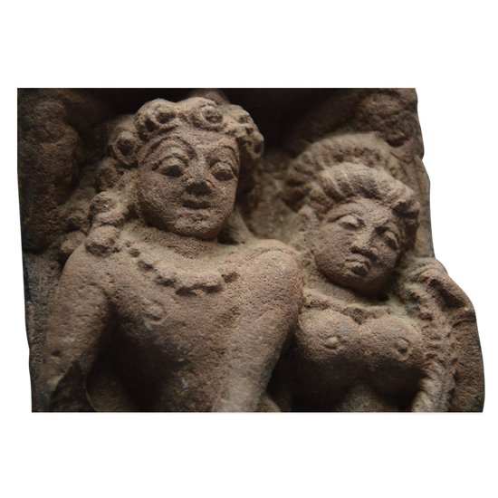 India / Medieval period / 10th - 12th century / Busts of Shiva and Parvati / Pink sandstone