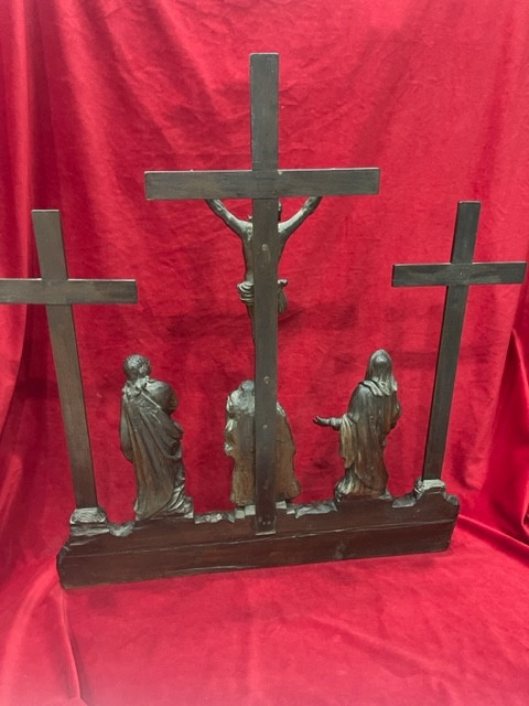 Grand Calvaire Crucifixion Bois Sainte Lucie César Bagard XVII ème