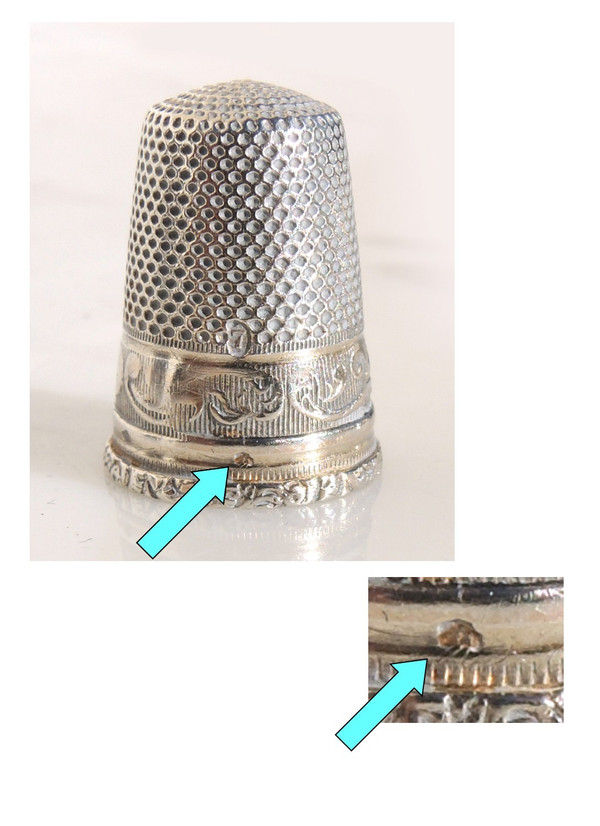 Cousette Sewing Kit Solid Silver Egg Needle Holder Spool Thimble