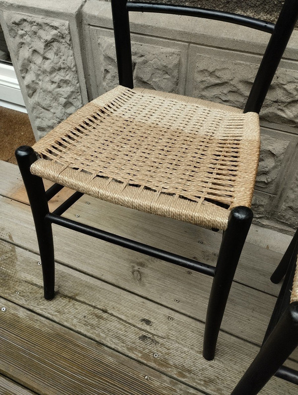 Paire De Chaises - Vintage - Hêtre - Italie - V.1950.