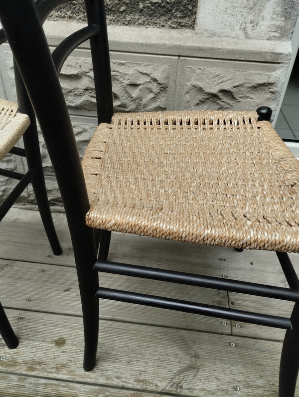 Paire De Chaises - Vintage - Hêtre - Italie - V.1950.