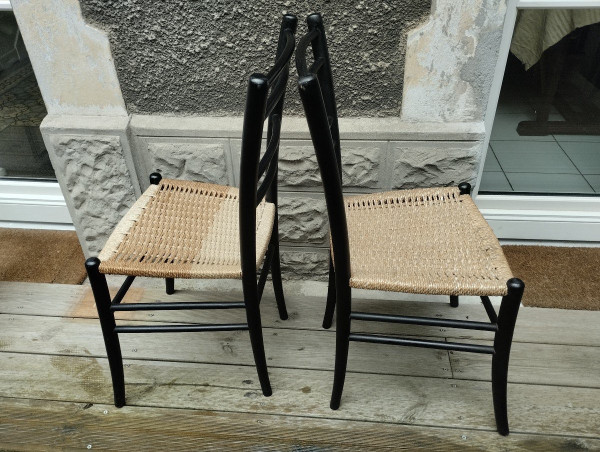 Paire De Chaises - Vintage - Hêtre - Italie - V.1950.