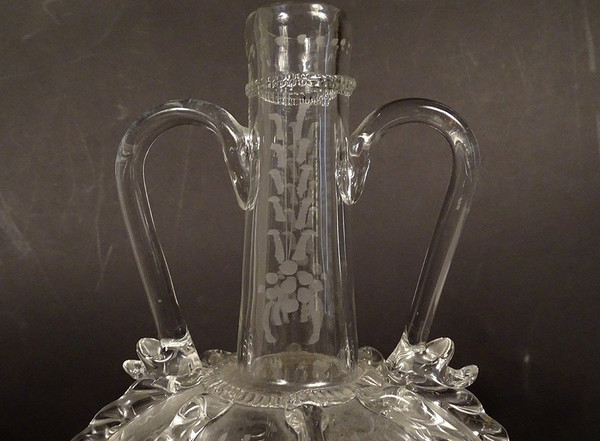 Dutch Ball Carafe Blown Glass Grape Mills Boats 18th Century