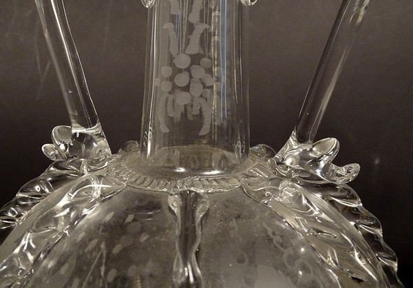 Dutch Ball Carafe Blown Glass Grape Mills Boats 18th Century