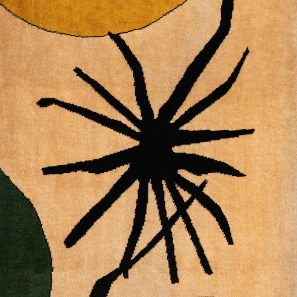 According to Alexander Calder. Carpet, or “Green Ball” tapestry. Contemporary work.