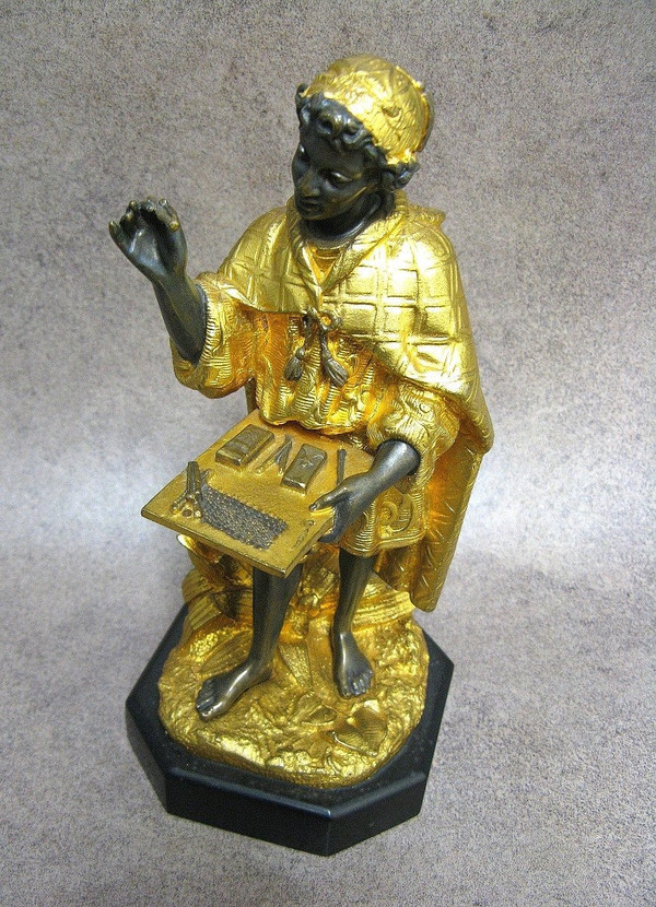Pyrogen In Bronze 19th Century. Little Moor Merchant.