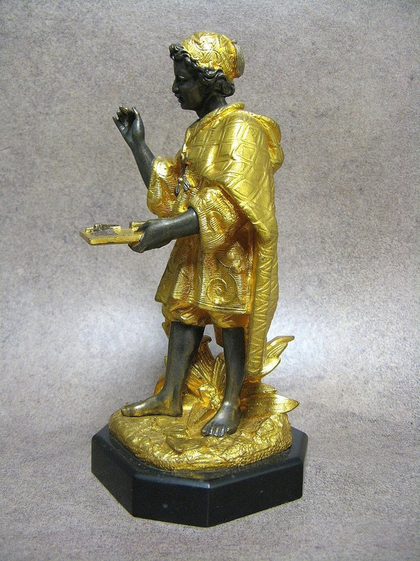 Pyrogen In Bronze 19th Century. Little Moor Merchant.