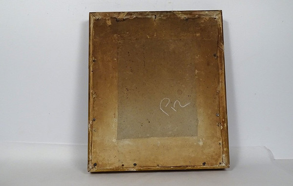 Quadro San Biagio Ricamo in seta Fili d'oro Argento Cornice dorata Impero XIX secolo