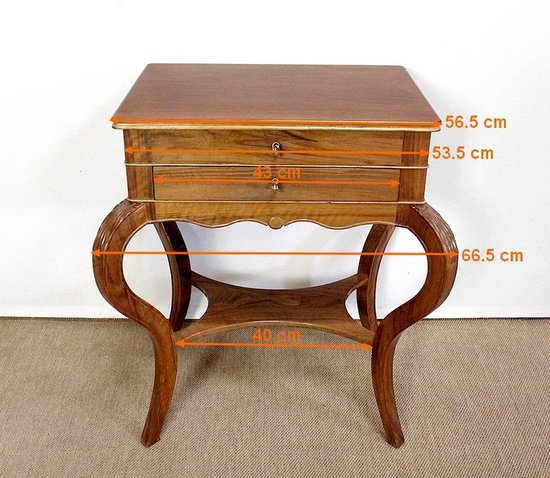  Table d’appoint Travailleuse en Noyer blond massif – Fin XIXe 