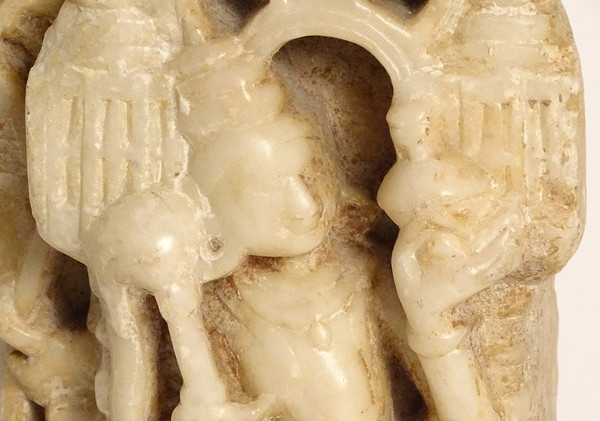 Scultura in bassorilievo Marmo Pigliamosche Carrier Chauri Rajasthan Solanki