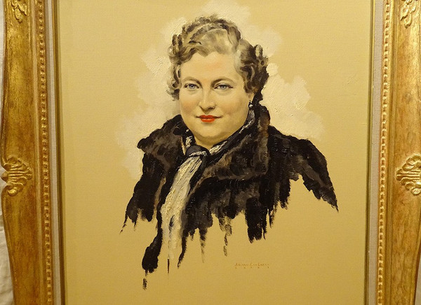Großes HST Gemälde Van Caulaert Porträt Elegante Frau Paris XX Jh.