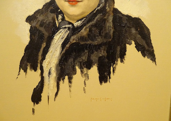 Großes HST Gemälde Van Caulaert Porträt Elegante Frau Paris XX Jh.