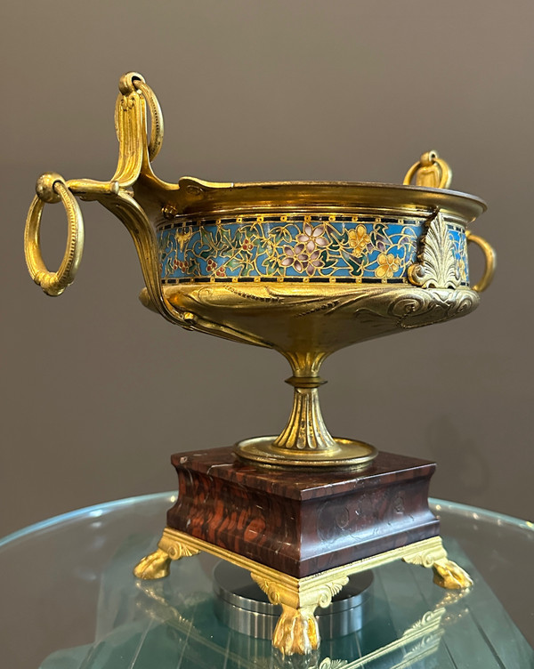 Ferdinand Barbedienne, Emaux Cloisonnés e coppa di bronzo (1810 - 1892)