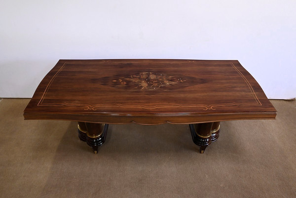 Table Rectangulaire en Palissandre de Rio, attribué à J. Leleu, Art Déco – 1940