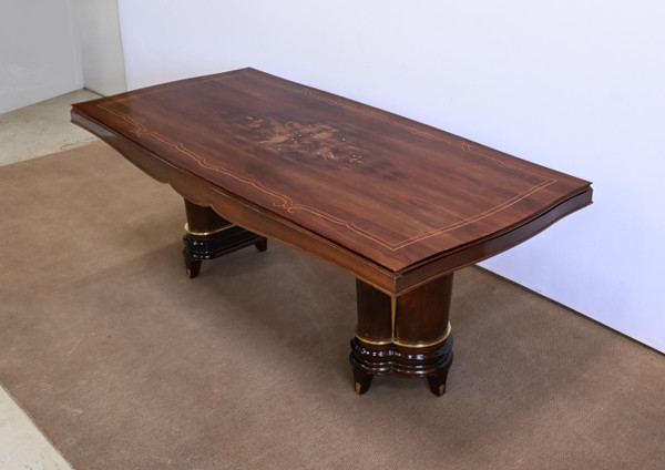 Table Rectangulaire en Palissandre de Rio, attribué à J. Leleu, Art Déco – 1940