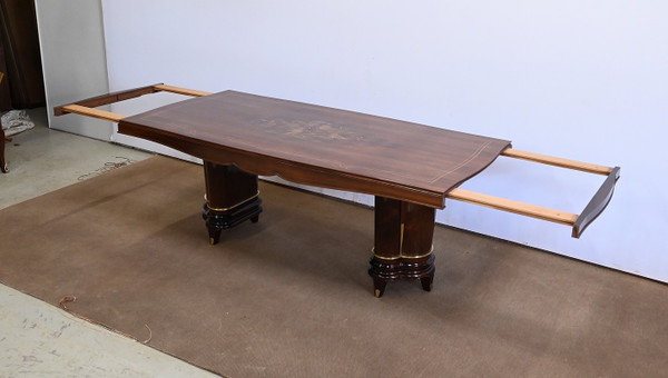 Table Rectangulaire en Palissandre de Rio, attribué à J. Leleu, Art Déco – 1940