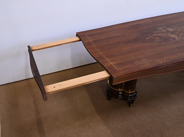 Table Rectangulaire en Palissandre de Rio, attribué à J. Leleu, Art Déco – 1940