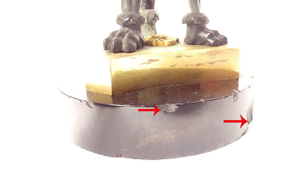 Coppia di cassolette ateniesi in bronzo e marmo, braciere, primo impero, XIX secolo