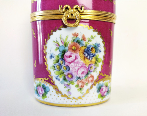 Hand Painted Porcelain Box with roses and flowers 20th c