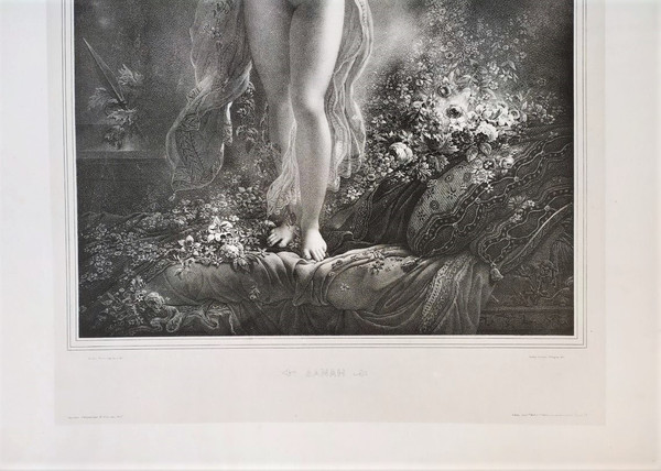 Mythologie Grecque Nu Danaé Lithographie 19ėme par Aubry Lecomte