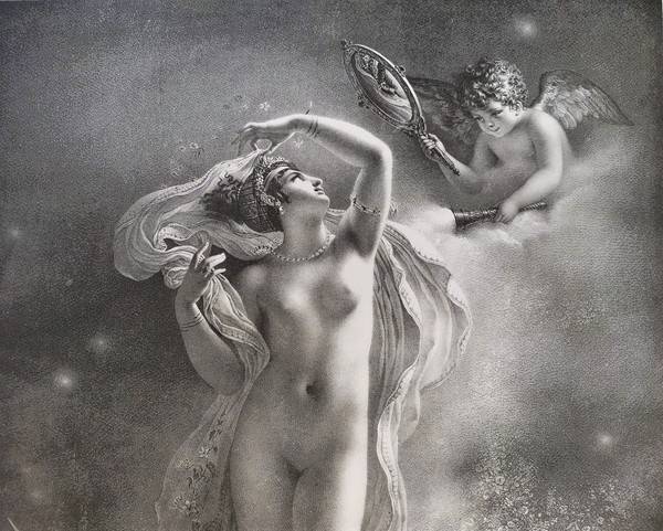 Mythologie Grecque Nu Danaé Lithographie 19ėme par Aubry Lecomte