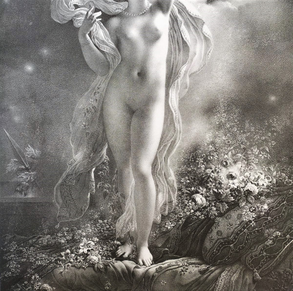 Mythologie Grecque Nu Danaé Lithographie 19ėme par Aubry Lecomte