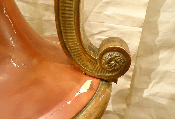 Grand Vase Décoratif Directoire Bois Polychrome Doré Amphore Fin XVIIIème