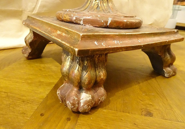 Grand Vase Décoratif Directoire Bois Polychrome Doré Amphore Fin XVIIIème