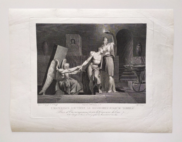 Neo Classic Allegorical Engraving Hope Empire Period 19th C Old Print
