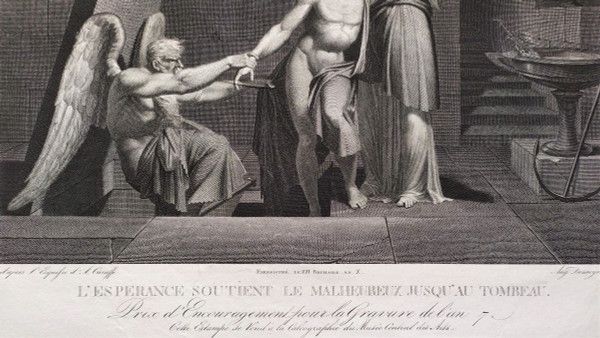 Neo Classic Allegorical Engraving Hope Empire Period 19th C Old Print