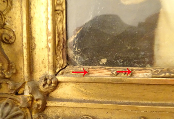 HST Tableau Portrait Jeune Enfant Cadre Stuqué Doré Fin XVIIIè Début XIXème