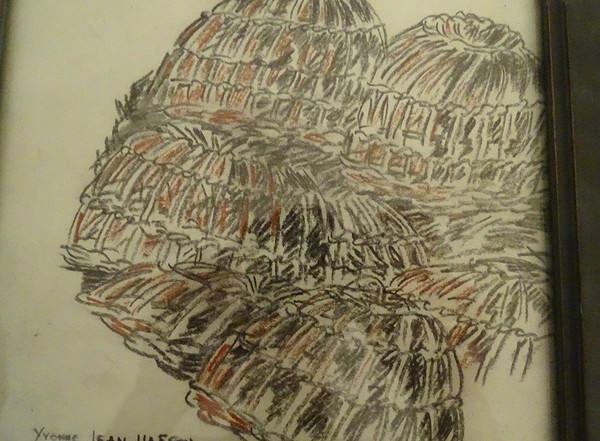 Charcoal Drawing Yvonne Jean-Haffen Lobster Baskets Fishing 20th Century