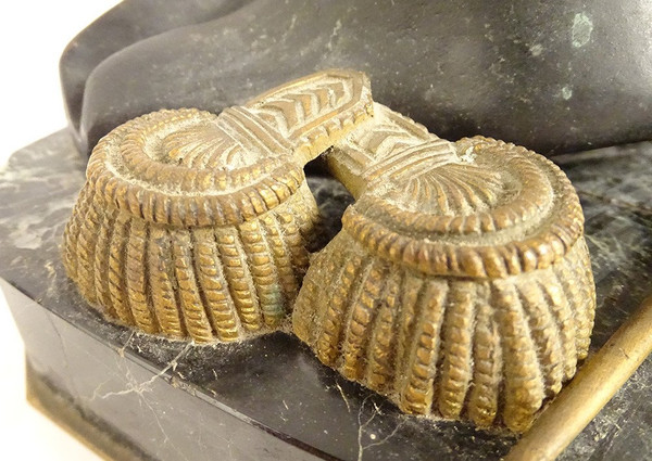 Calamaio Bronzo Dorato Marmo Napoleone Spada Bicorne Legione Onore Impero XIX secolo