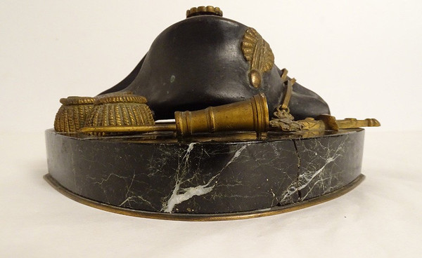 Calamaio Bronzo Dorato Marmo Napoleone Spada Bicorne Legione Onore Impero XIX secolo