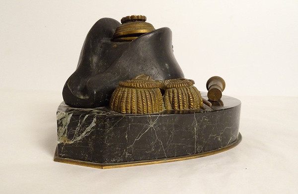 Calamaio Bronzo Dorato Marmo Napoleone Spada Bicorne Legione Onore Impero XIX secolo