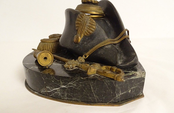 Calamaio Bronzo Dorato Marmo Napoleone Spada Bicorne Legione Onore Impero XIX secolo