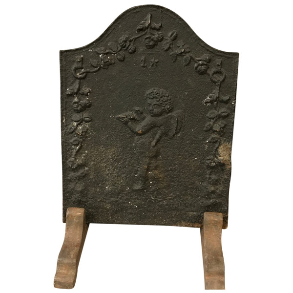 Small antique cast iron fireback from the 18th century