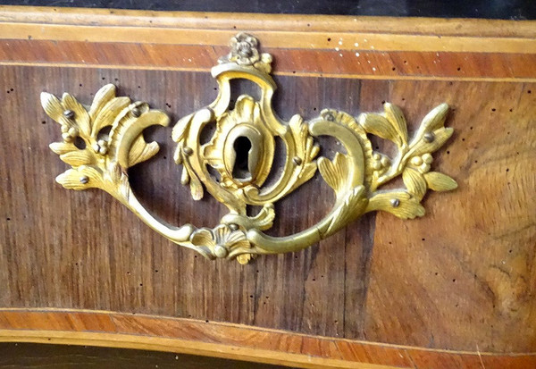 Commode Arbalète Louis XV Marqueterie Bois Rose Palissandre Noyer XVIIIème