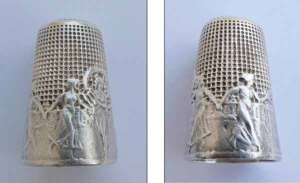 Antique silver sewing set Massif Art nouveau les fileuses