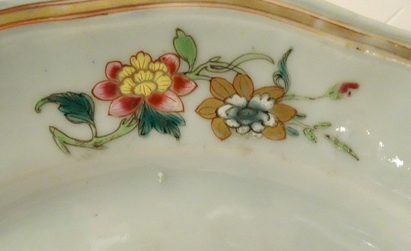 Coppia di piatti in porcellana Compagnie Des Indes Uccelli Fagiani Fiori XVIII secolo