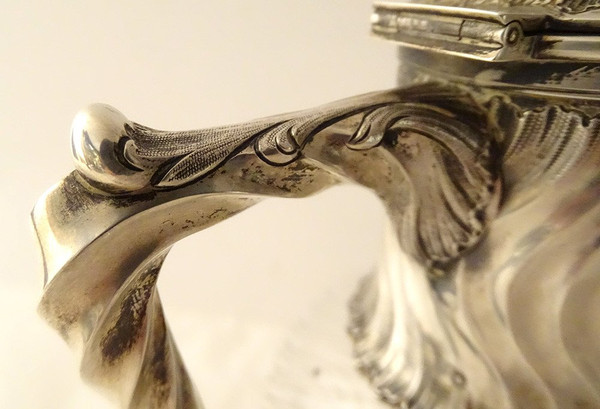 Coppia Caraffe in Cristallo Molato Minerva Intrecciata in Argento Sterling Fine XIX Secolo