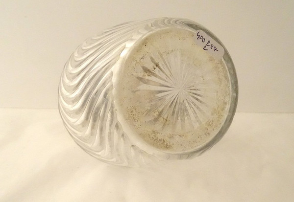 Coppia Caraffe in Cristallo Molato Minerva Intrecciata in Argento Sterling Fine XIX Secolo