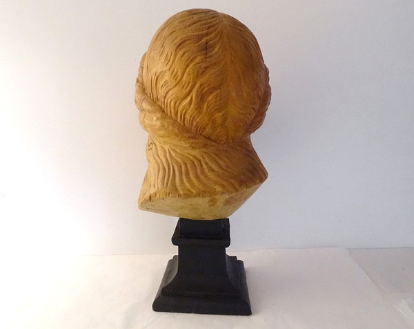 Scultura testa di giovane donna Afrodite in legno naturale scolpito fine XIX secolo